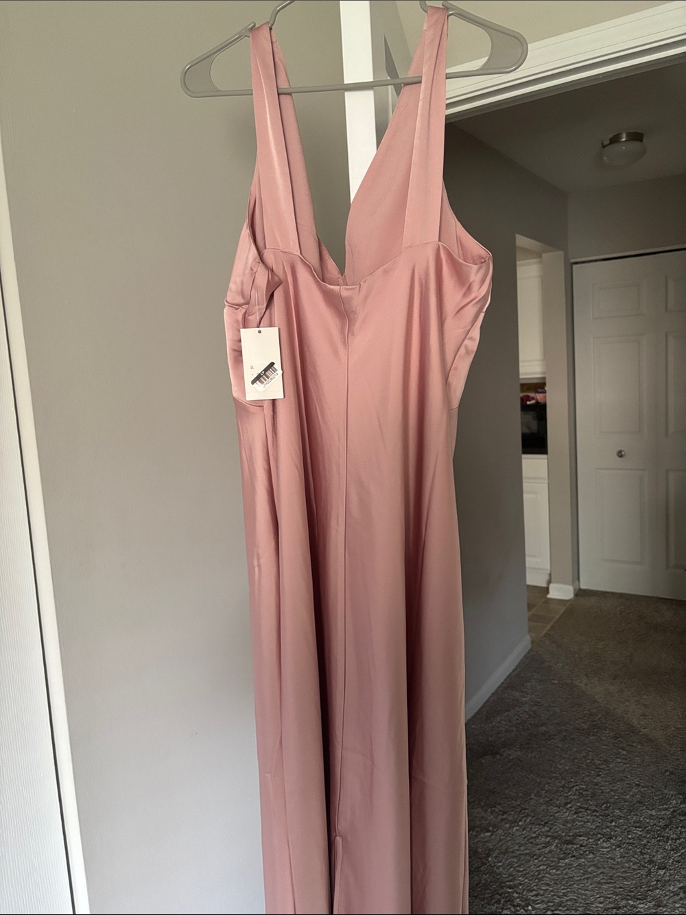 Satin V-Neck Slip Dress in Blush Pink - NWT - Picture 6 of 7